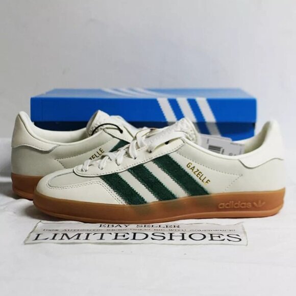 💖🧡Adidas x Emmi Gazelle Indoor Off White Dark Green - Picture 1 of 4